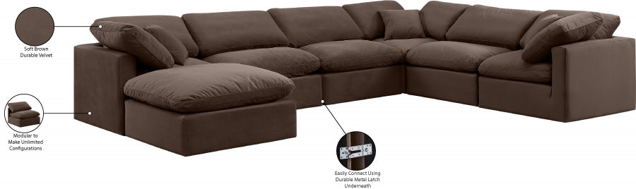 Indulge Velvet Sectional Brown from Meridian - Luna Furniture