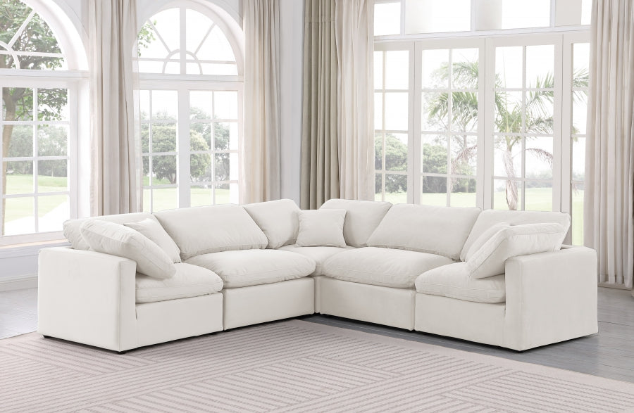 Indulge Velvet Sectional Cream from Meridian - Luna Furniture