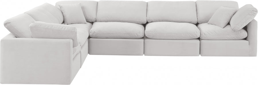 Indulge Velvet Sectional Cream from Meridian - Luna Furniture