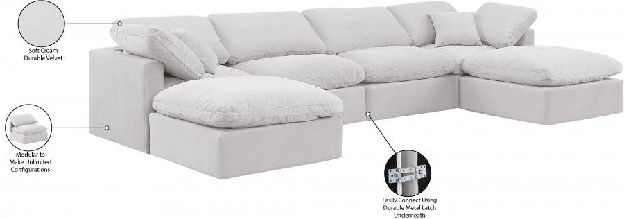 Indulge Velvet Sectional Cream from Meridian - Luna Furniture