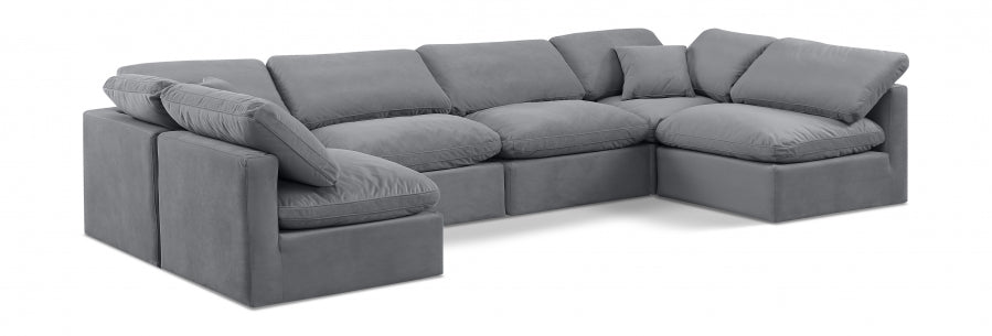 Indulge Velvet Sectional Grey from Meridian - Luna Furniture