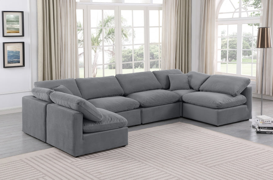 Indulge Velvet Sectional Grey from Meridian - Luna Furniture