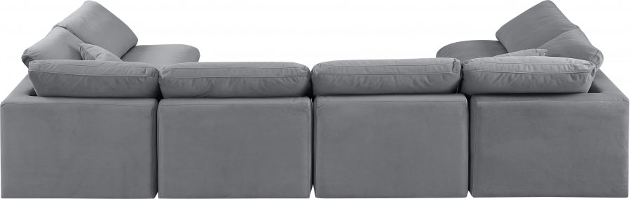 Indulge Velvet Sectional Grey from Meridian - Luna Furniture