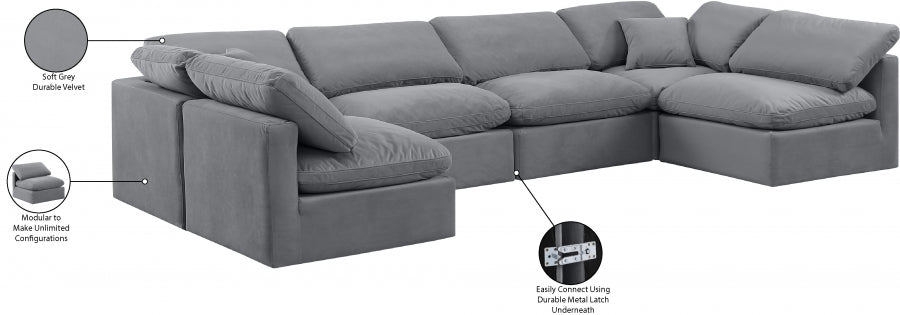 Indulge Velvet Sectional Grey from Meridian - Luna Furniture