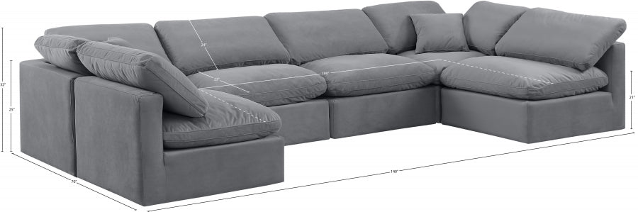 Indulge Velvet Sectional Grey from Meridian - Luna Furniture