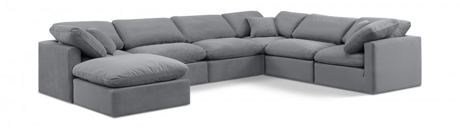 Indulge Velvet Sectional Grey from Meridian - Luna Furniture