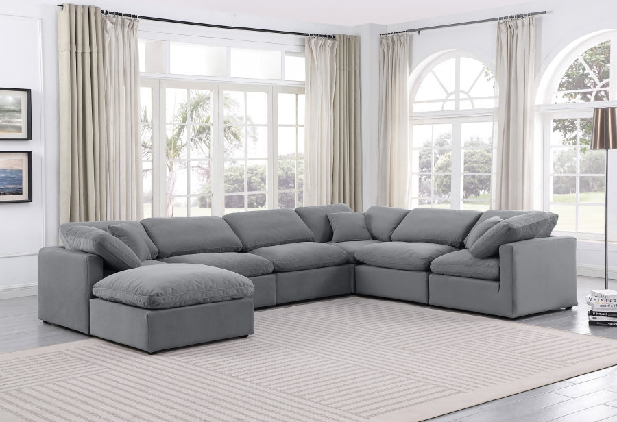 Indulge Velvet Sectional Grey from Meridian - Luna Furniture