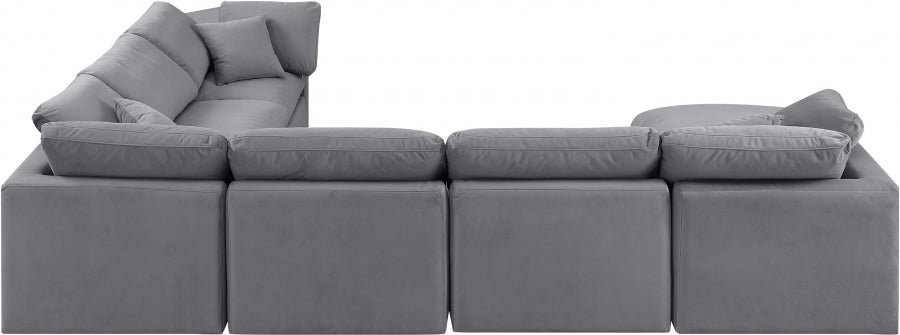 Indulge Velvet Sectional Grey from Meridian - Luna Furniture