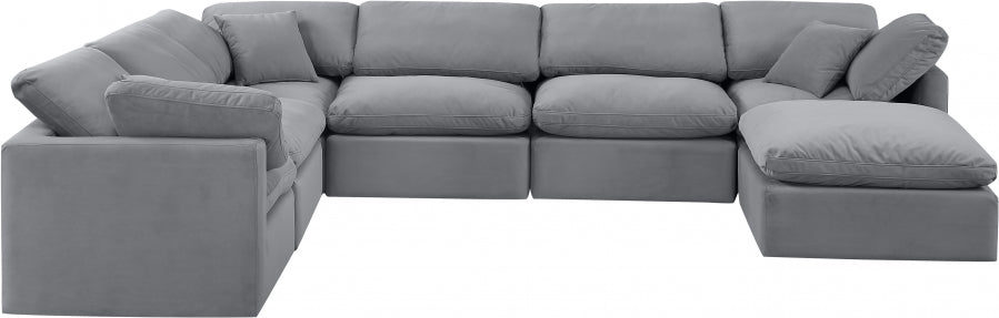 Indulge Velvet Sectional Grey from Meridian - Luna Furniture