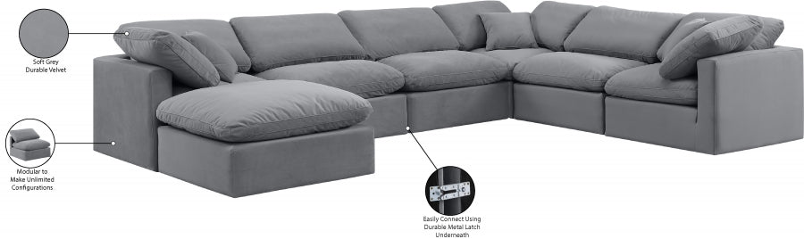 Indulge Velvet Sectional Grey from Meridian - Luna Furniture