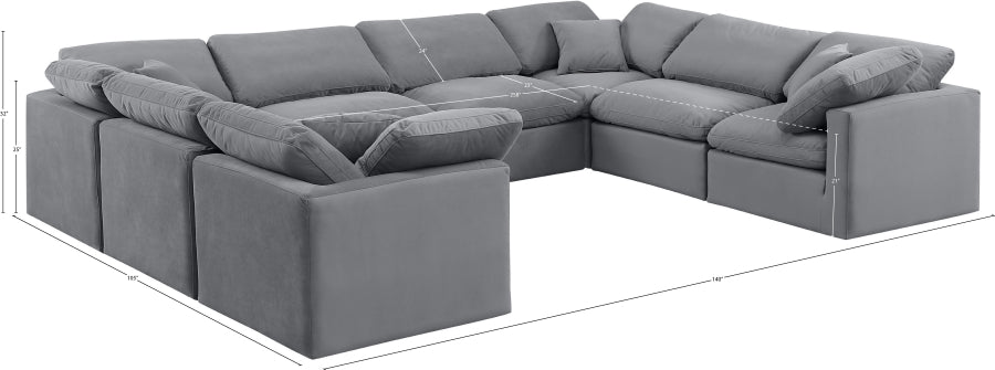 Indulge Velvet Sectional Grey from Meridian - Luna Furniture