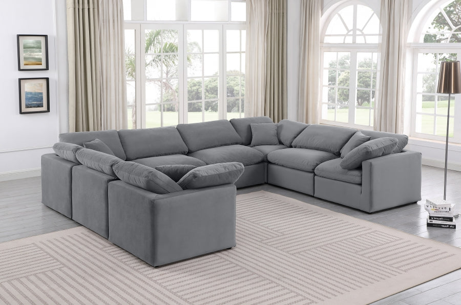 Indulge Velvet Sectional Grey from Meridian - Luna Furniture