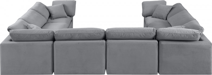 Indulge Velvet Sectional Grey from Meridian - Luna Furniture