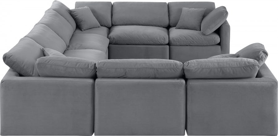 Indulge Velvet Sectional Grey from Meridian - Luna Furniture