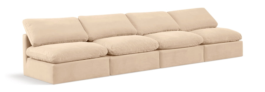 Indulge Velvet Sofa Beige from Meridian - Luna Furniture