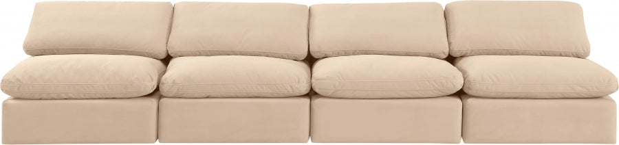 Indulge Velvet Sofa Beige from Meridian - Luna Furniture