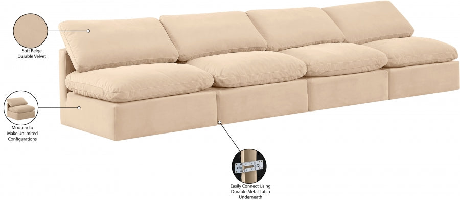 Indulge Velvet Sofa Beige from Meridian - Luna Furniture