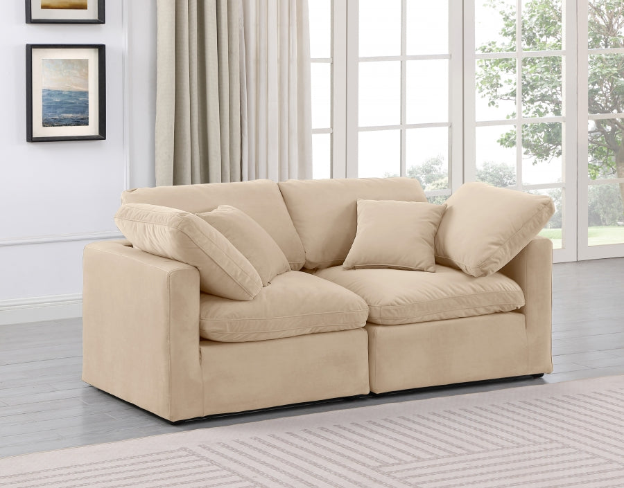 Indulge Velvet Sofa Beige from Meridian - Luna Furniture