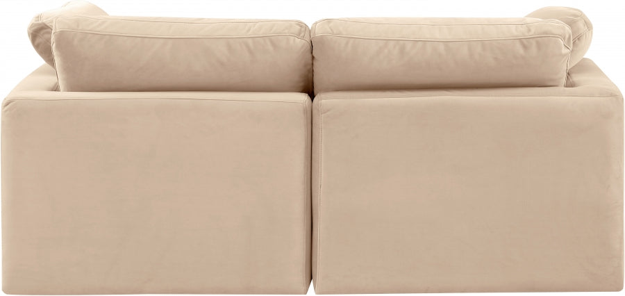 Indulge Velvet Sofa Beige from Meridian - Luna Furniture