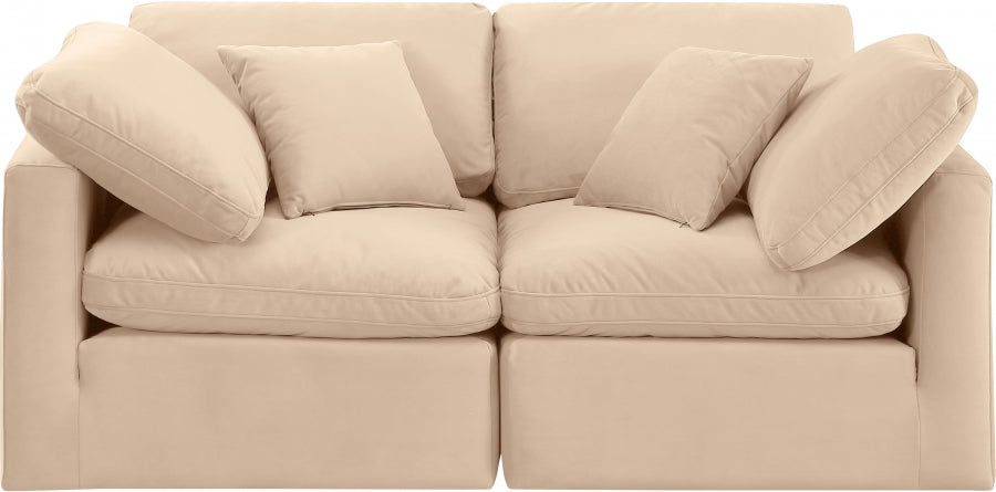 Indulge Velvet Sofa Beige from Meridian - Luna Furniture