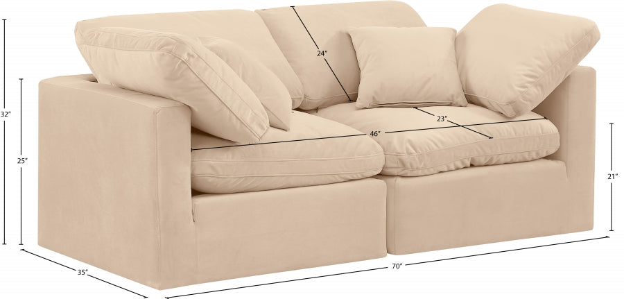 Indulge Velvet Sofa Beige from Meridian - Luna Furniture