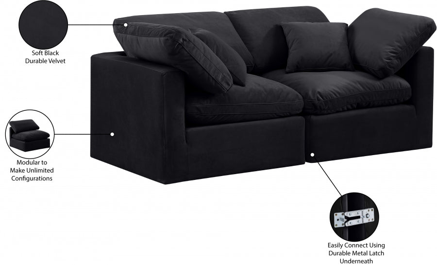 Indulge Velvet Sofa Black from Meridian - Luna Furniture