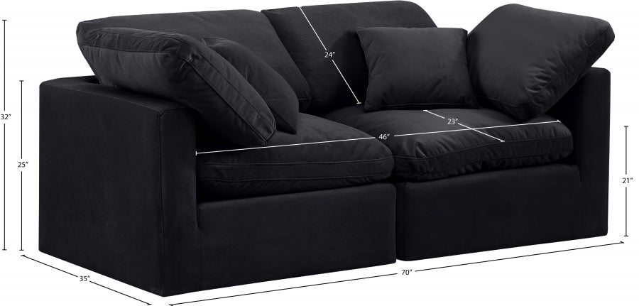 Indulge Velvet Sofa Black from Meridian - Luna Furniture