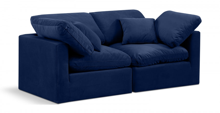 Indulge Velvet Sofa Blue from Meridian - Luna Furniture