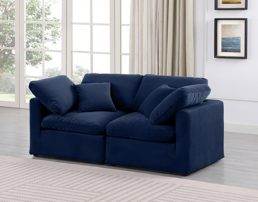 Indulge Velvet Sofa Blue from Meridian - Luna Furniture