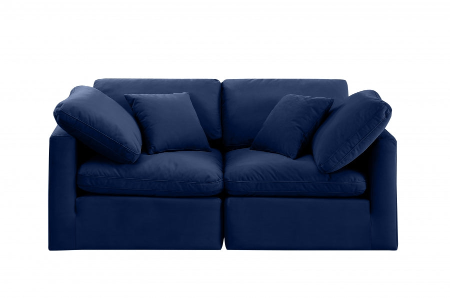 Indulge Velvet Sofa Blue from Meridian - Luna Furniture