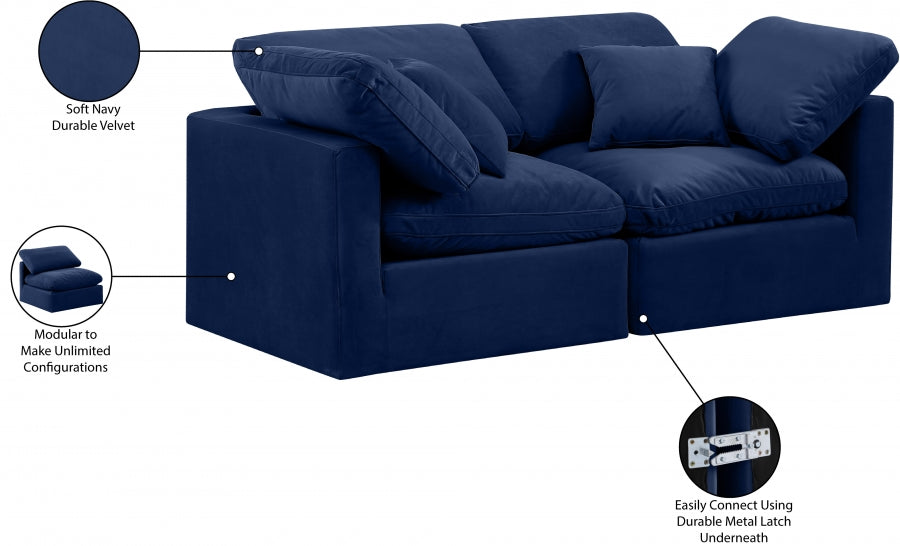 Indulge Velvet Sofa Blue from Meridian - Luna Furniture