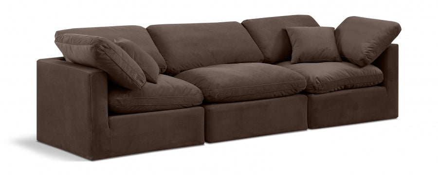 Indulge Velvet Sofa Brown from Meridian - Luna Furniture