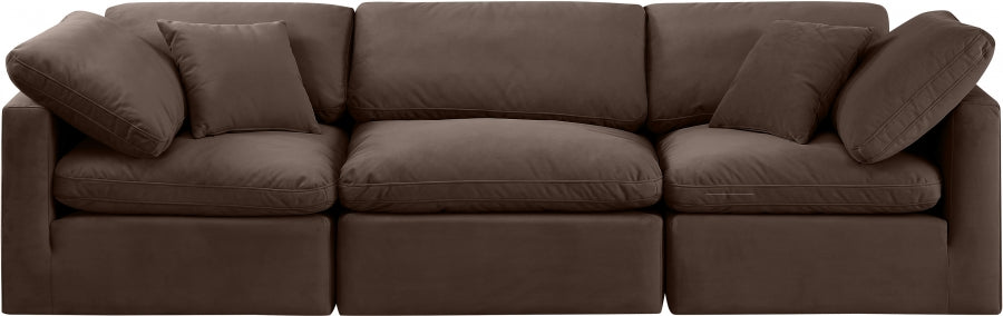 Indulge Velvet Sofa Brown from Meridian - Luna Furniture