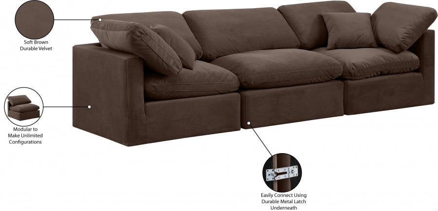 Indulge Velvet Sofa Brown from Meridian - Luna Furniture