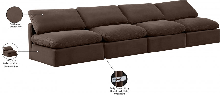 Indulge Velvet Sofa Brown from Meridian - Luna Furniture