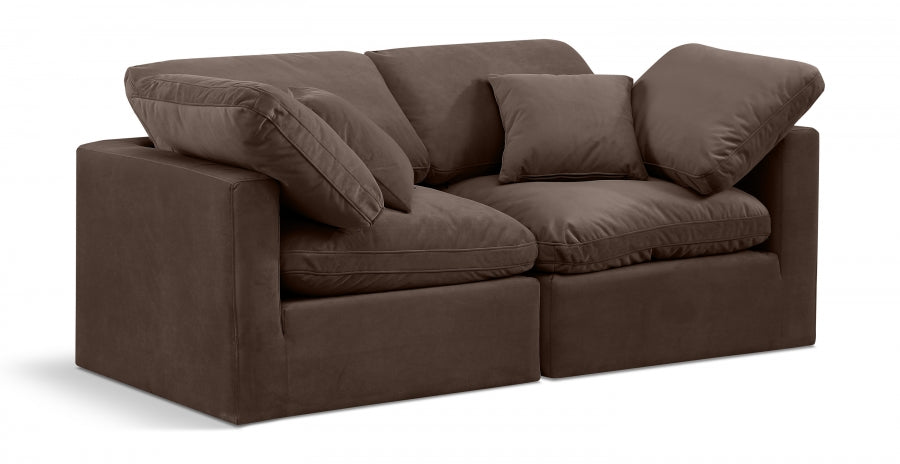 Indulge Velvet Sofa Brown from Meridian - Luna Furniture