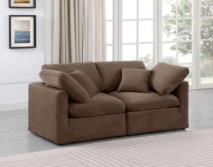 Indulge Velvet Sofa Brown from Meridian - Luna Furniture