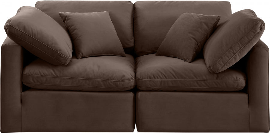 Indulge Velvet Sofa Brown from Meridian - Luna Furniture