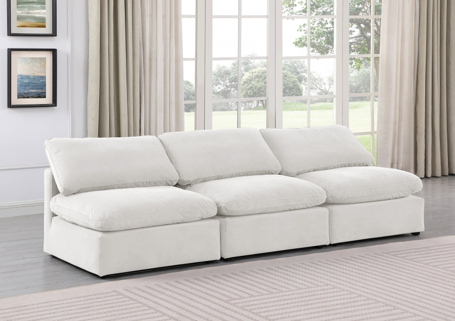 Indulge Velvet Sofa Cream from Meridian - Luna Furniture