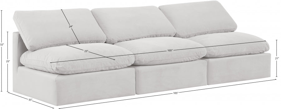 Indulge Velvet Sofa Cream from Meridian - Luna Furniture