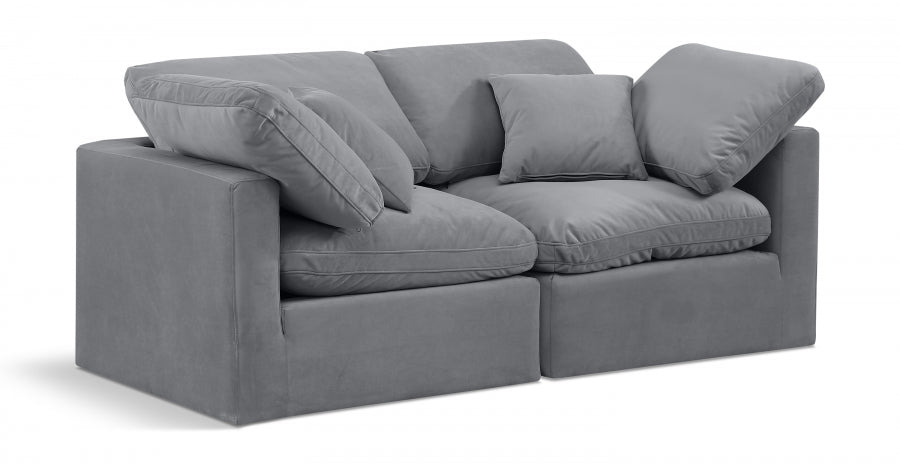 Indulge Velvet Sofa Grey from Meridian - Luna Furniture