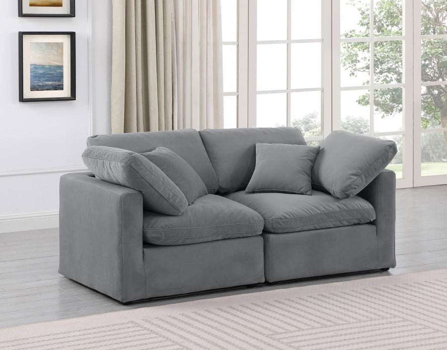 Indulge Velvet Sofa Grey from Meridian - Luna Furniture