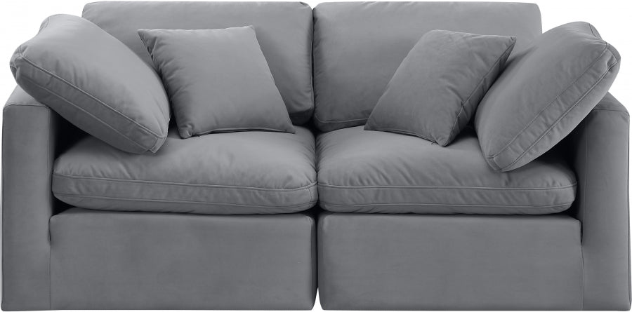 Indulge Velvet Sofa Grey from Meridian - Luna Furniture