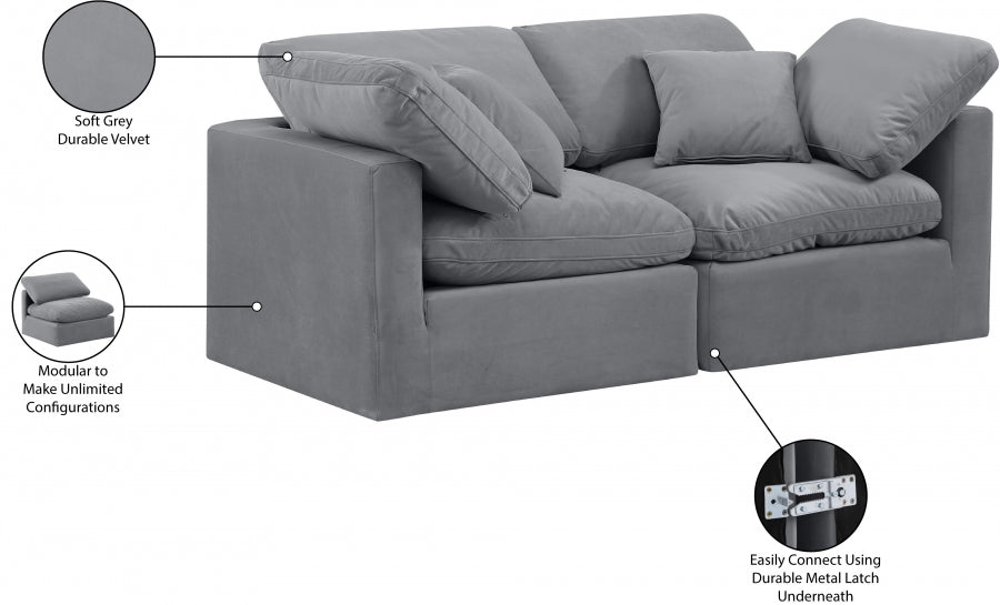 Indulge Velvet Sofa Grey from Meridian - Luna Furniture