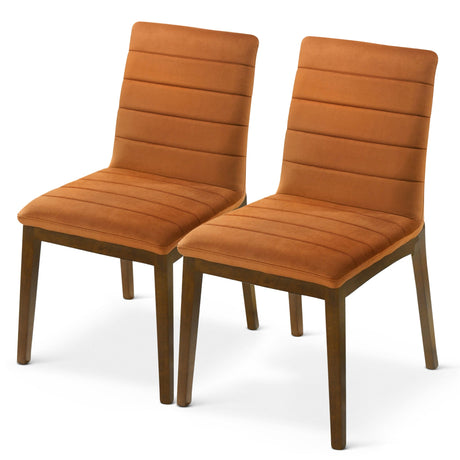 Ines Burnt Orange Velvet Dining Chair (Set of 2) - AFC01930 - Luna Furniture