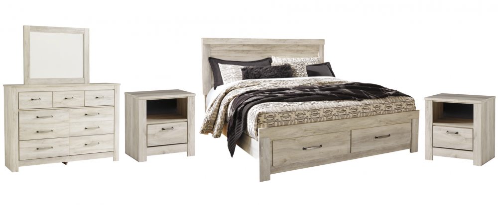 Bellaby Whitewash Footboard Storage Platform Bedroom Set - Luna Furniture