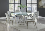 Irene White/Chrome Round Glass Top Dining Table from Coaster - Luna Furniture