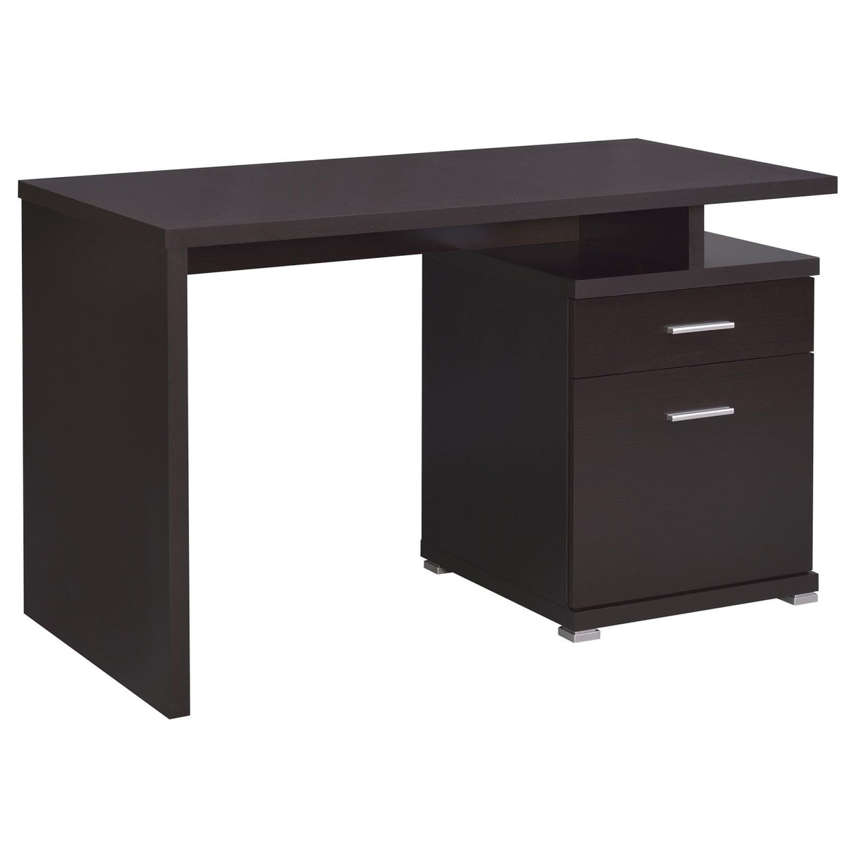 Irving Cappuccino 2-Drawer Office Desk with Cabinet from Coaster - Luna Furniture