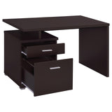 Irving Cappuccino 2-Drawer Office Desk with Cabinet from Coaster - Luna Furniture