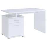 Irving White 2-Drawer Office Desk with Cabinet from Coaster - Luna Furniture